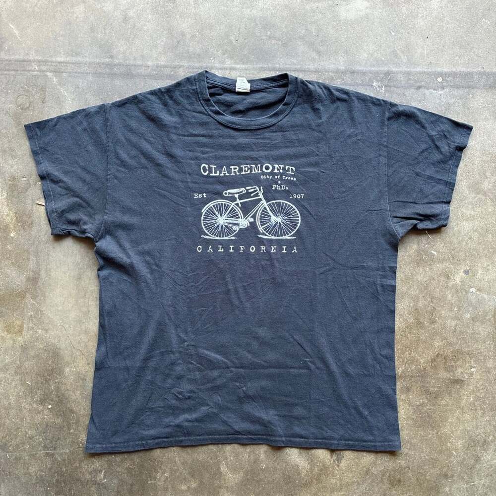 Gildan Claremont California Bicycle Graphic T-Shirt Size XL sun faded